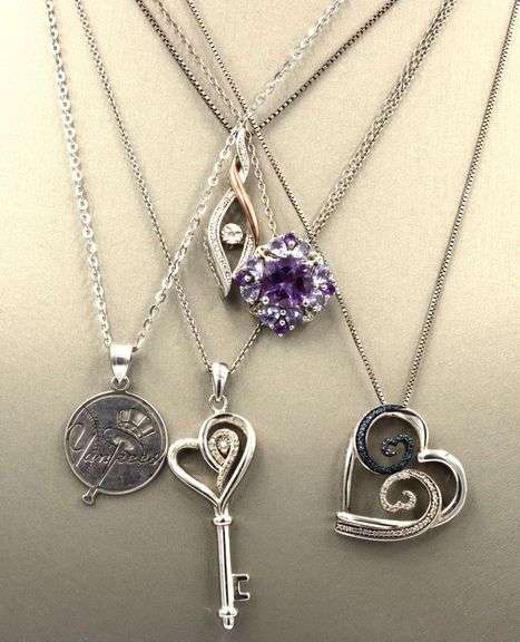 Group lot of 5 Vintage 925 sterling silver necklaces