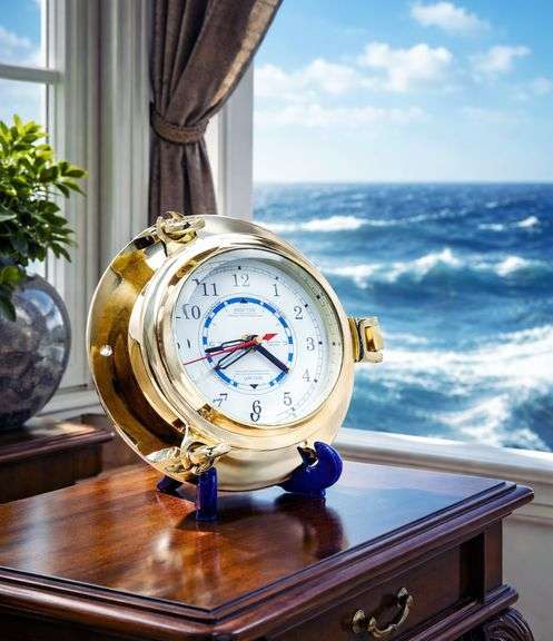 Solid Brass Porthole Tide & Time Clock