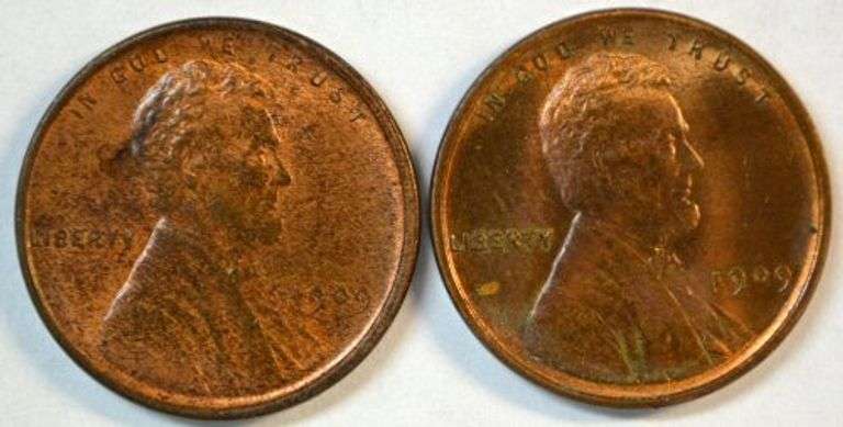 Choice R&B Uncirculated 1909 & 1909 VDB Lincoln Cents