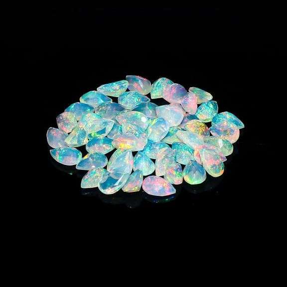 5 Natural Ethiopian Opal Pear-Cut Gemstones