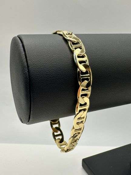Dazzling 14.8 Gram 14 K Yellow Gold Plated Mariners Link Bracelet