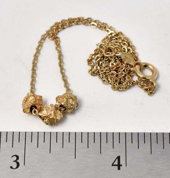 Gold Nugget Designed Pendant Necklace in Vermeil Sterling Silver