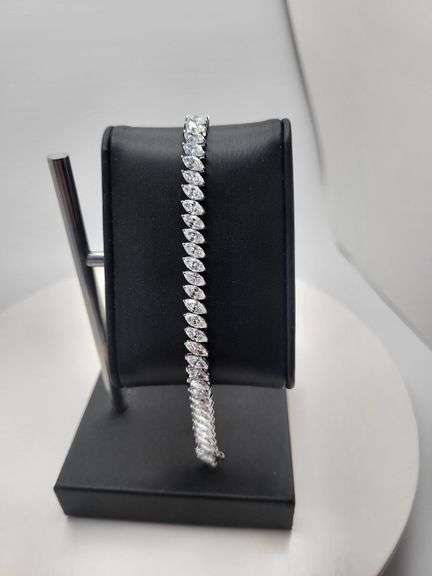 Stunning 14KT White Gold Marquise Cut Lab Diamond Tennis Bracelet, 11.5 CTTW