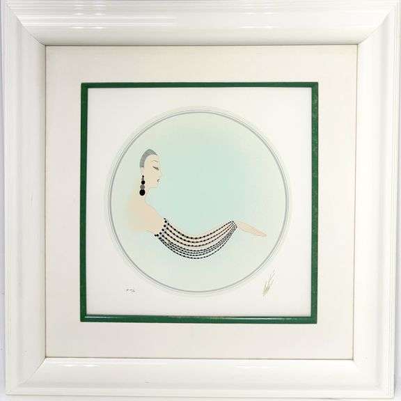 Erte "Onyx Sleeve" Estate Serigraph with Foil Stamping Framed