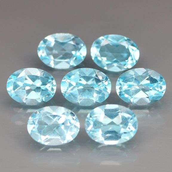 7 vivid Swiss blue topaz! Almost one and a half carats each! 10.40cts worth!