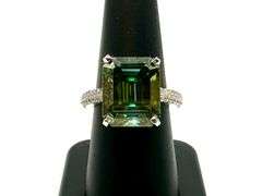 Beautiful Huge 11.75 Ct Deep Emerald Green Blue Fire Moissanite Ring