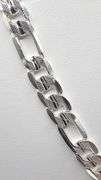 Huge 122.4 Gram .925 Sterling Silver Plated Italian Figaro Link Necklace