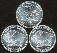 3 1 Troy Ounce Buffalo Silver Rounds