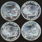 4 1 Troy Ounce Buffalo Silver Rounds