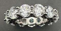14K White Gold Round Brilliant Cut Lab Diamond Wedding Band of 8.10ct