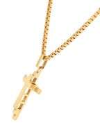 Textured Triple Layered Cross Box Chain Pendant Necklace in 18K
