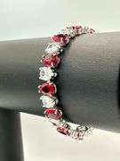 18 Kt White Gold Plated 32.5 Ctw Simulated Ruby Tennis Bracelet