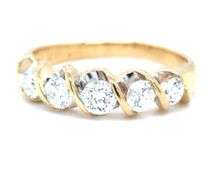 14kt Yellow gold 0.90ctw 5 stone diamond band