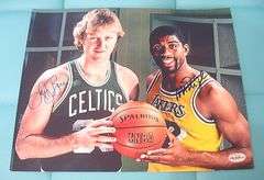 HAND SIGNED LARRY BIRD AND MAGIC JOHNSON 8X10 WITH COA