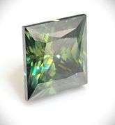 Huge 12 Ct Sparkling Forest Green Princess Cut Fire Moissanite Solitaire