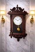 Real Wood Wall Clock with Swinging Pendulum and Chime
