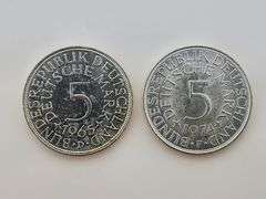 1965-D & 1974-F German Federal Republic 5 Mark, Silver