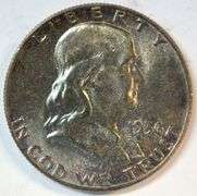Superb Rainbow Toned Gem BU 1956 Franklin Half Dollar. FBL