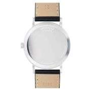 Movado Signature Men’s Watch – Silver Stainless Steel Case with Black Leather Strap