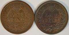 1865 in XF and 1883 in Choice AU Indian Head Cents