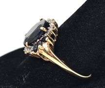 Marvelous 10K Yellow Gold Blue Sapphire Gemstone and Diamond rinh