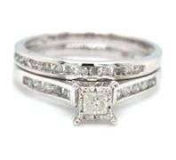 10kt White gold princess cut diamond wedding set