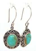 925 Sterling Silver CFJ Thai Turquoiser Damgle Earrings