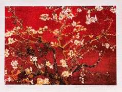 Estate Pencil Signed Vincent Van Gogh, Almond Blossoms - Red