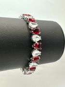 18 Kt White Gold Plated 32.5 Ctw Simulated Ruby Tennis Bracelet
