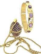 Handcrafted Amethyst Egg Pendant & Bracelet Set – 24K Gold Vermeil