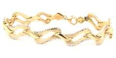 14kt Two tone gold diamond cut woven link bracelet