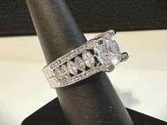 Sparkling White Gold Plate 4.5 Ct Simulated Diamond Ring