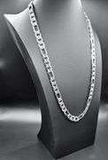Huge 122.4 Gram .925 Sterling Silver Plated Italian Figaro Link Necklace