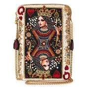 The Queen Beaded Queen Playing Card Mini Crossbody Clutch