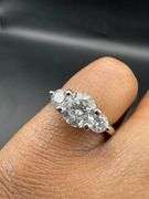 14K White Gold Three Stone Round Brilliant Cut Diamond Ring