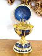 Handcrafted Sapphire & Gold Egg Trinket Box – Symbol of Good Luck and Prosperity