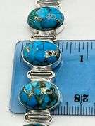 925 Sterling Silver Oval Turquoise Link Bracelet