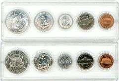 1964 5-pc Uncirculated Year Set & 1964 5-pc Proof Sets. Custom holders