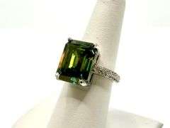 Beautiful Huge 11.75 Ct Deep Emerald Green Blue Fire Moissanite Ring