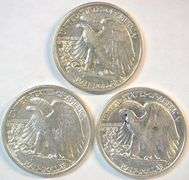 1935, 1936, & 1938 'P' Mint Walking Liberty Half Dollars in nice AU