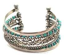925 Sterling Silver Carolyn Pollack Multi strand Turquoise Cuff