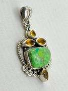 925 Sterling Silver Green Turquoise Pendant