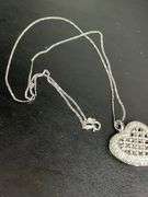CERTIFIED 14K WHITE GOLD AND DIAMOND HEART PENDANT