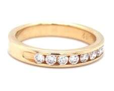 Useful 14K YG Stackable Channel Set Diamond Band