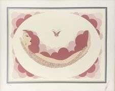 Erte "Repose" Estate Serigraph with Foil Stamping Framed