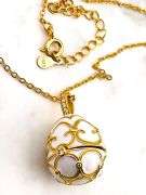 Designer White Egg Pendant & Bracelet Set – 18K Gold Vermeil Over Sterling Silver