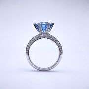 Sparkljng 14 Kt White Gold Plate 3 Ct VVs1 Corn Flower Blue Moissanite Ring