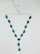 925 Sterling Silver Y Shaoed Turquoise Sikver link Chain Necklace