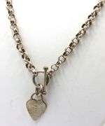 Vintage 925 sterling silver Rolo chain necklace with heart shaped charm pendant