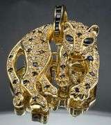 18K Yellow Gold Pin & Pendant with Sapphires